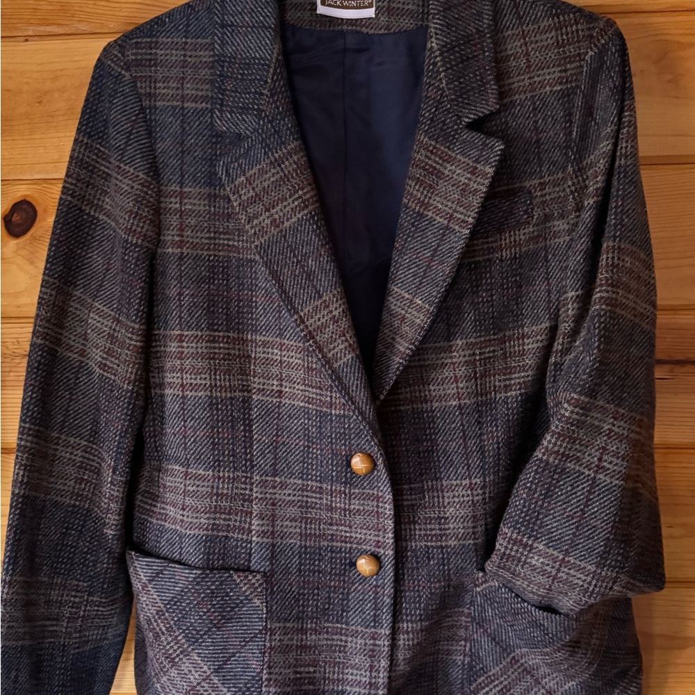 🐑WOOL Eclectic Grandpa Plaid Blazer with Tan Accents